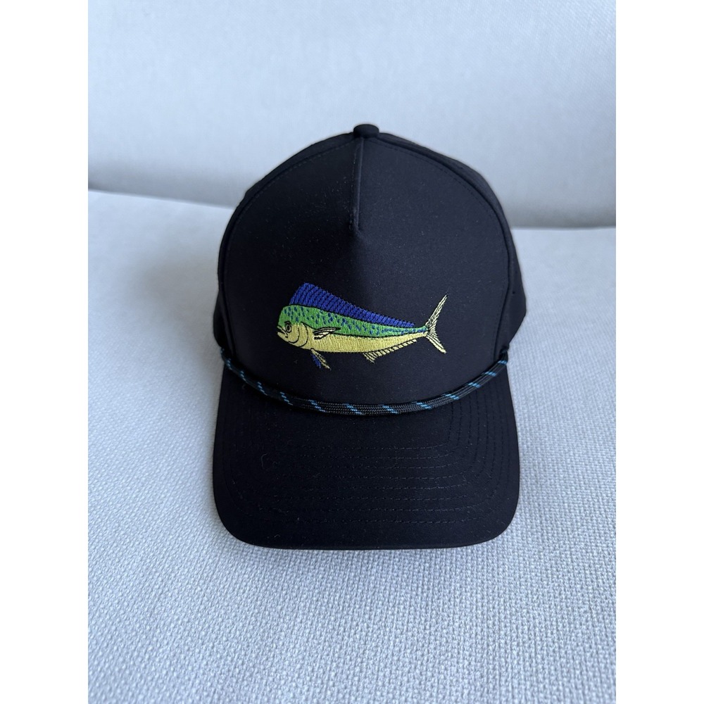 Bar Jacks Mahi Mahi Dolphin Fish Performance Stretch Fit Hat Black Fishing Cap